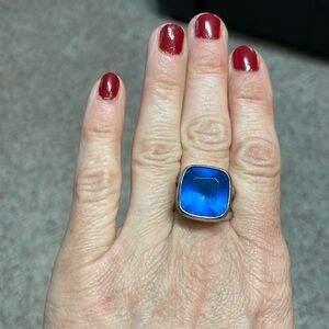 Elegant Blue Silver Women's Ring